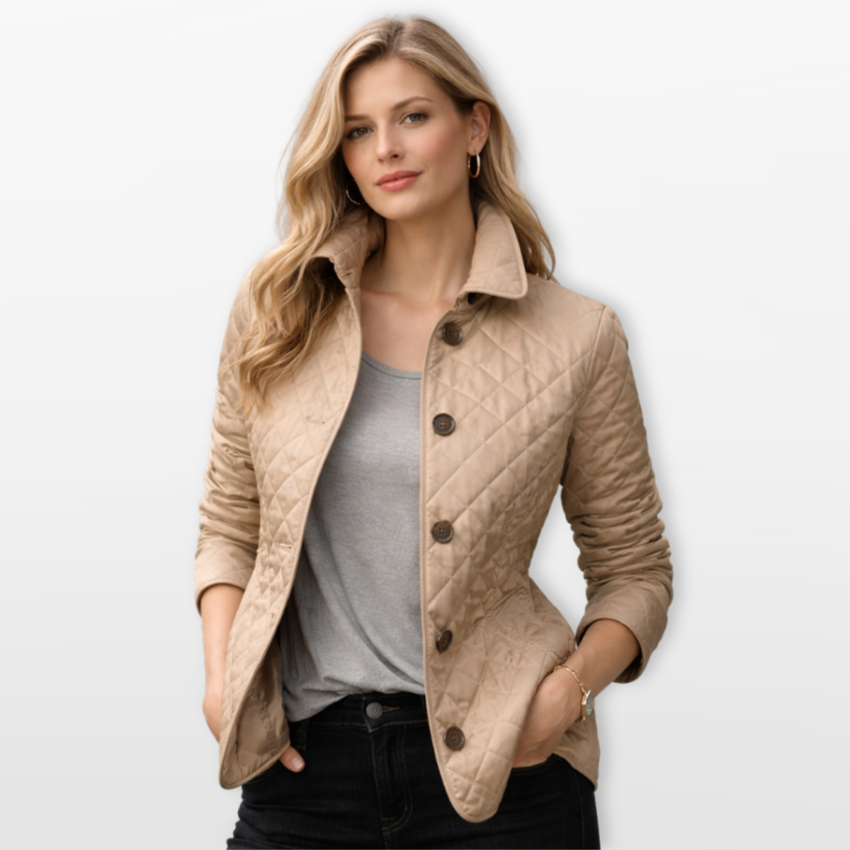 Damska Pikowana Kurtka Przejściowa Elegancka