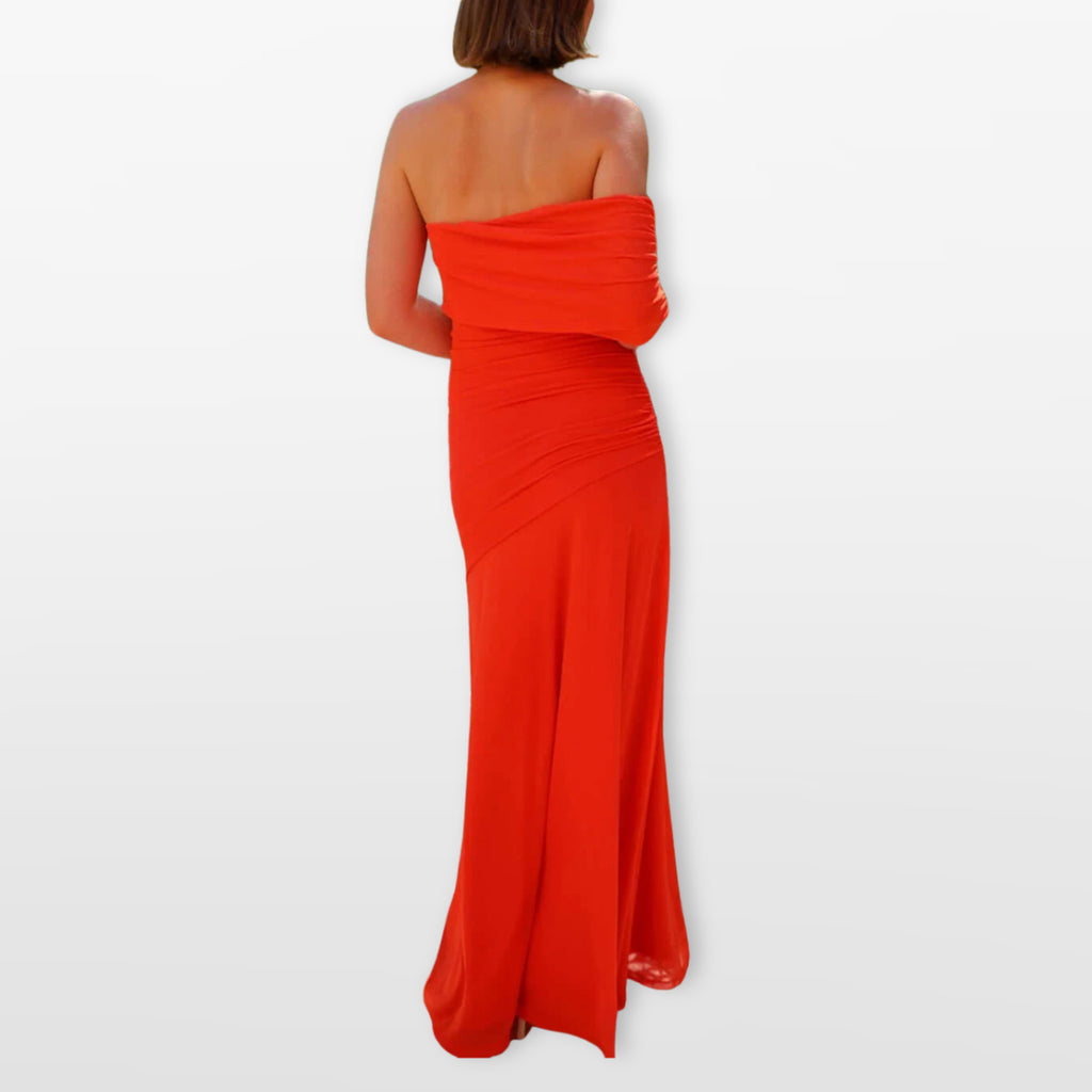 Sukienka Maxi Jedno Ramię Elegancka Damskie