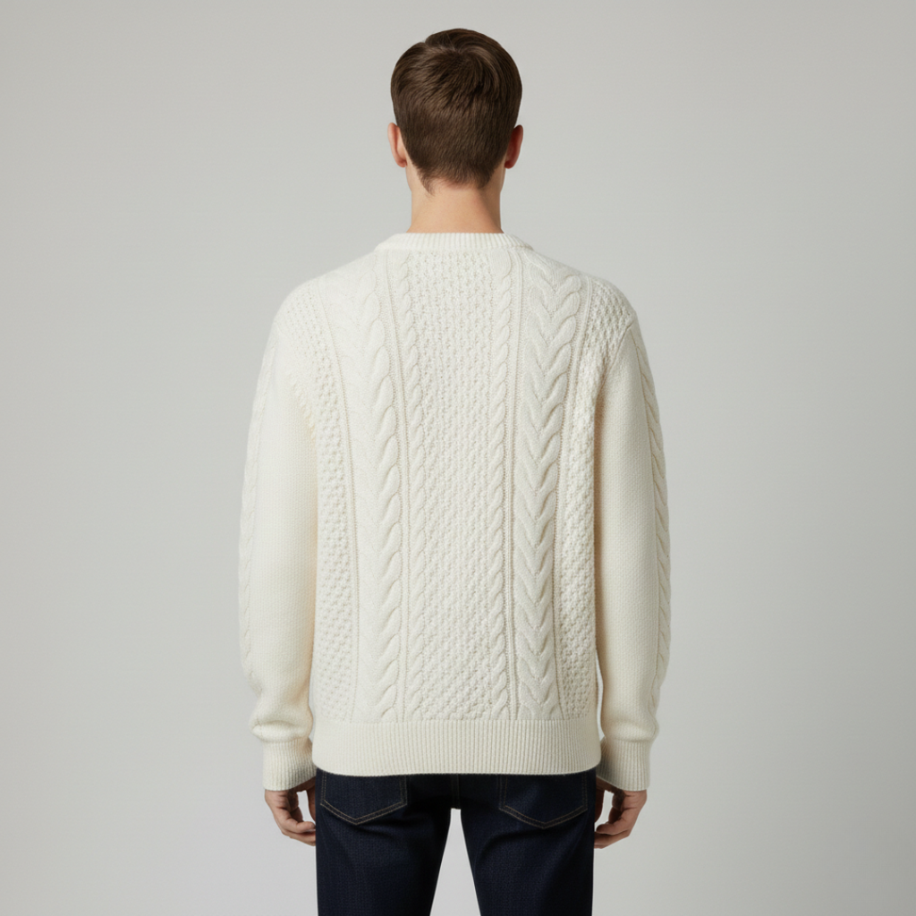 Artur - Sweter męski o grubym splocie warkoczowym z wełną