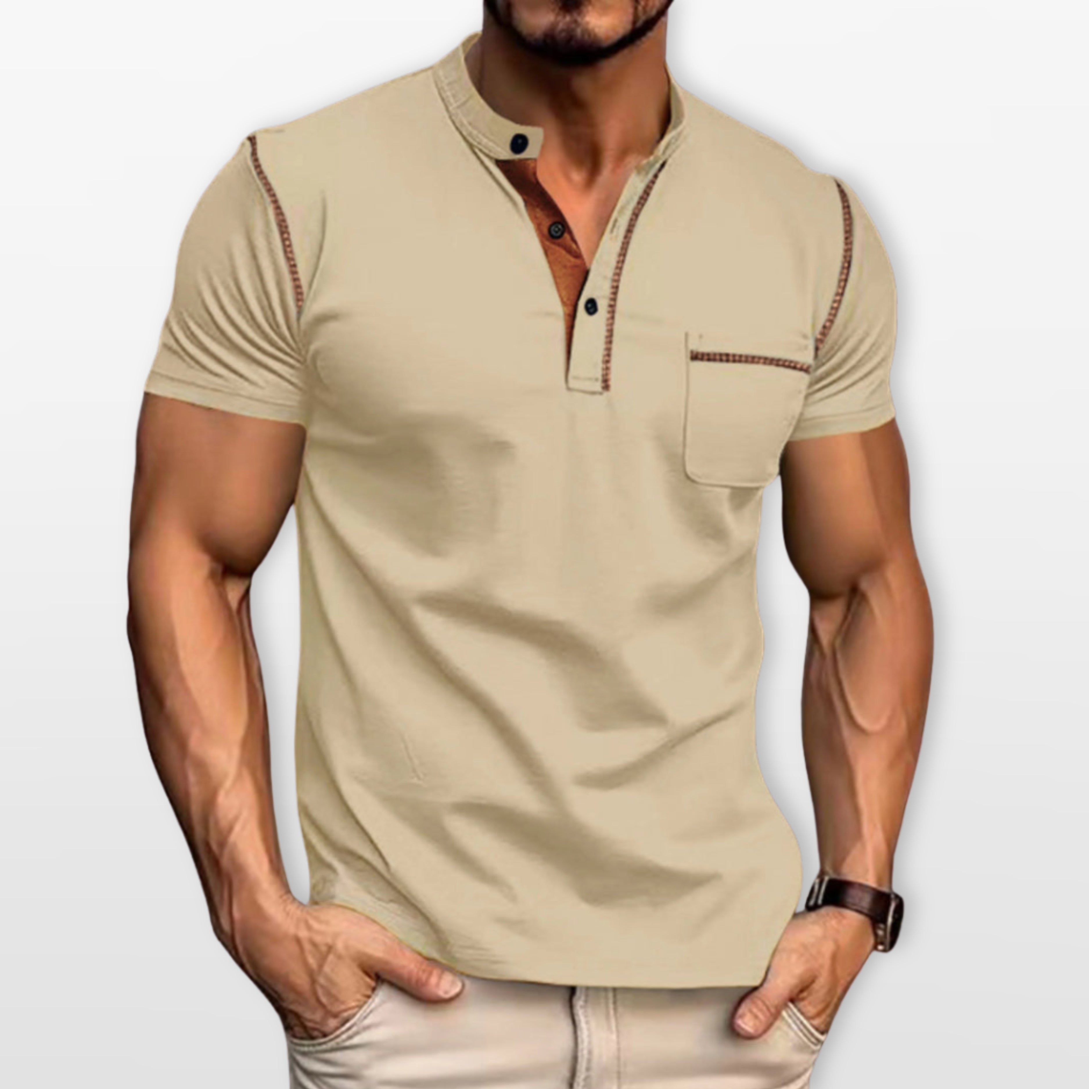 Męska Koszulka Polo Dopasowana Styl Henley