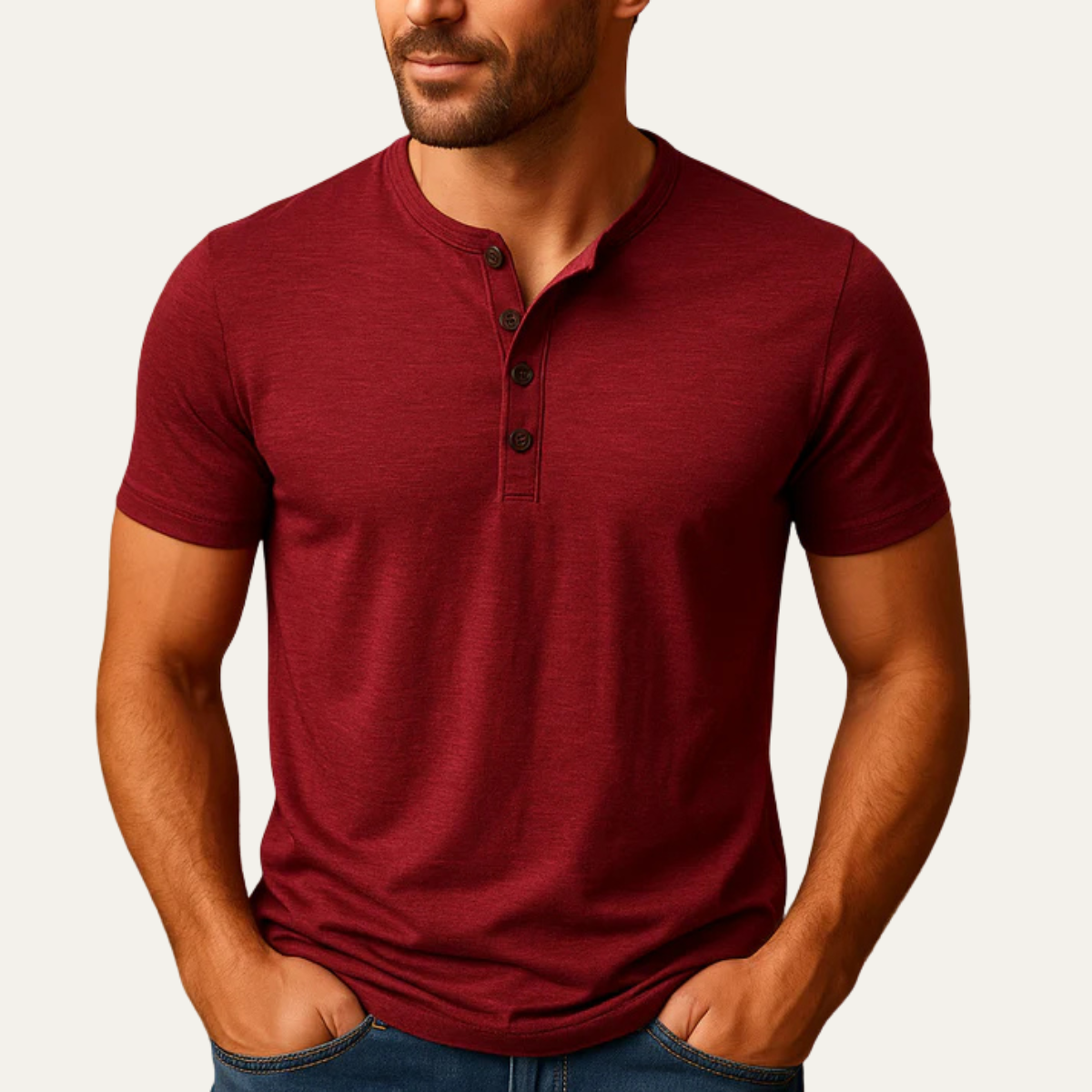 Pánské tričko Henley s krátkým rukávem