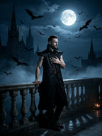 Kostium Wampira Halloween z Wysokim Kołnierzem Męski