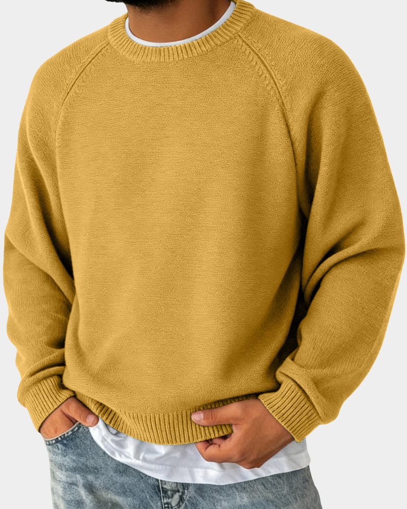 Sweter Dzianinowy z Okrągłym Dekoltem Męski