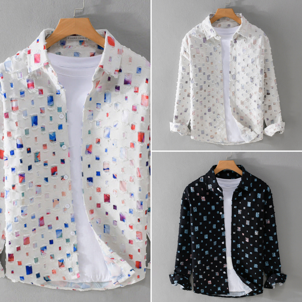 Męska Koszula Casual Wzorzysta Button Down