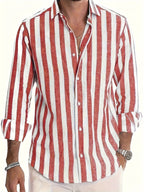 Camicia da uomo a righe a maniche lunghe