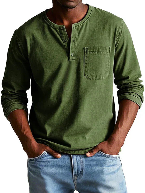 Koszulka Henley Z Długim Rękawem Męska