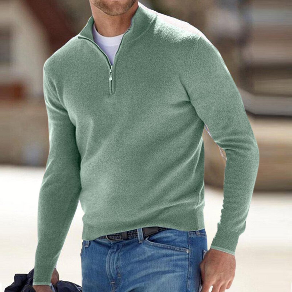 Sweter Ze Stójką i Krótkim Zamkiem Męski
