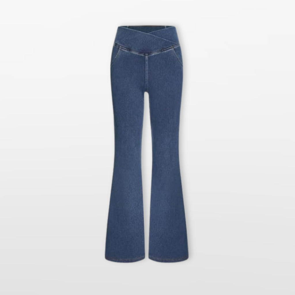 Spodnie Dzwony Wysoki Stan Bootcut Elastyczne Damskie