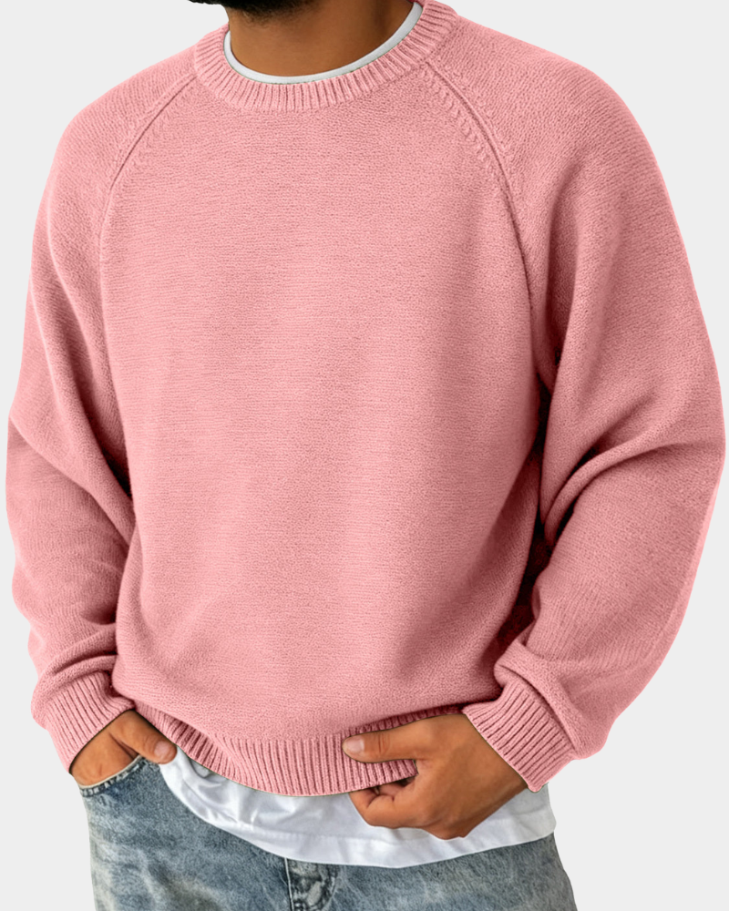 Sweter Dzianinowy z Okrągłym Dekoltem Męski