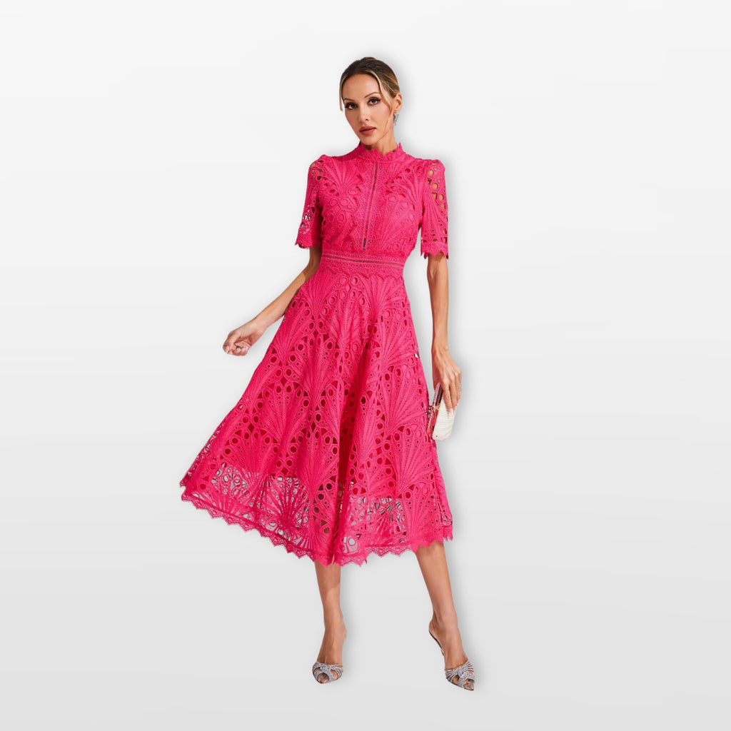 Čipkované midi šaty elegantné dámske