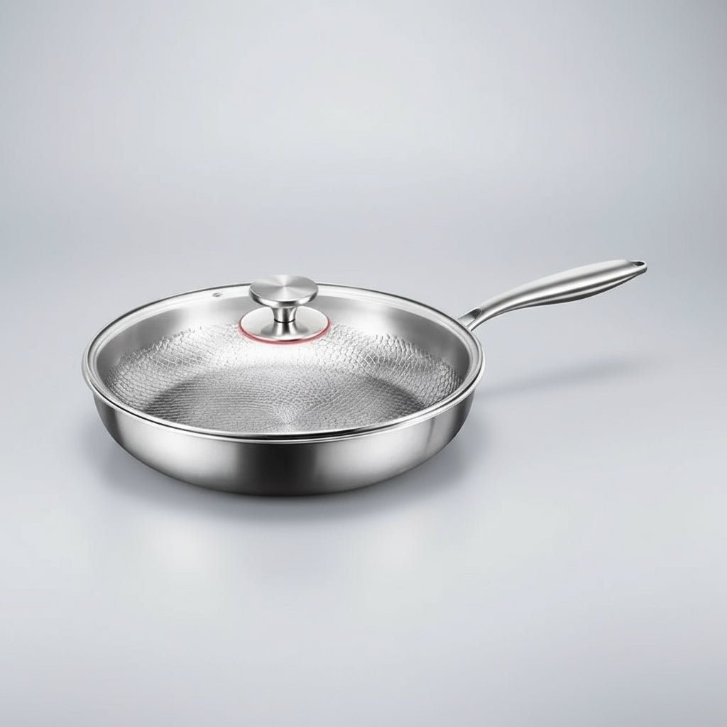 Acél serpenyő méhsejt mintás felülettel
