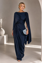 Elegant draperet maxi-aftenkjole til damer