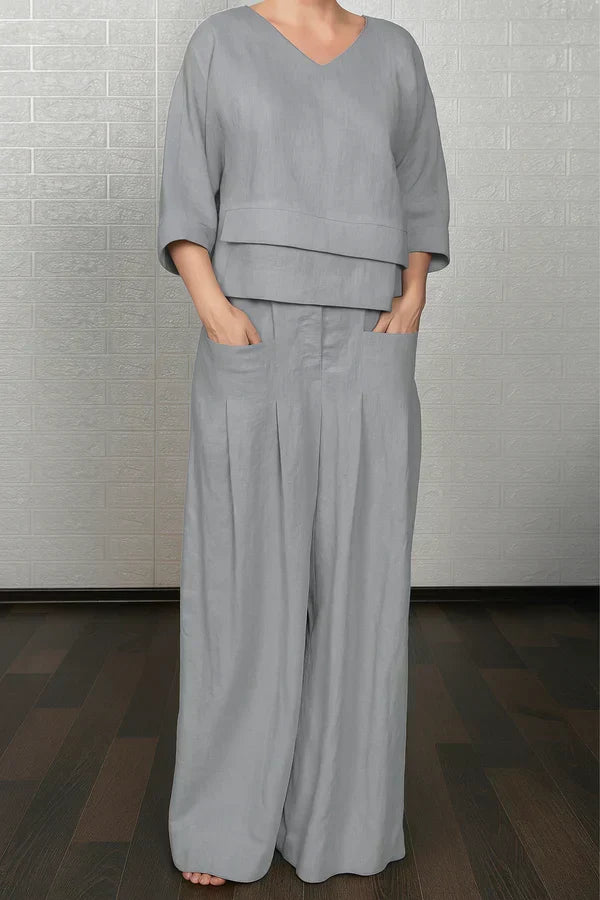 Komplet z Szerokimi Spodniami Damski