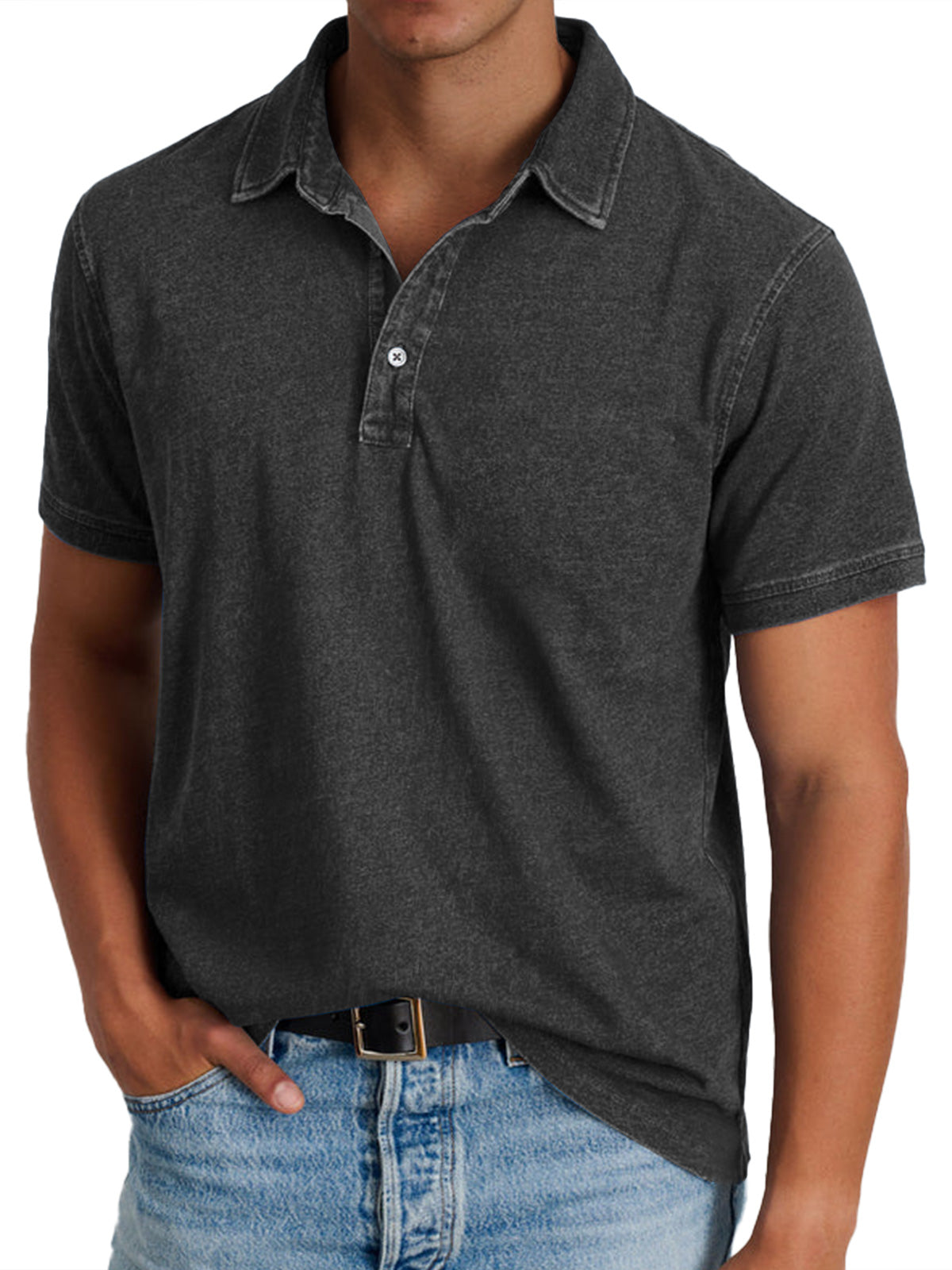 Koszulka Polo Casual Z Krótkim Rękawem Męska