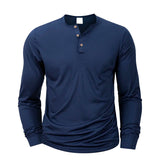 Tricou Henley de bărbați cu mânecă lungă