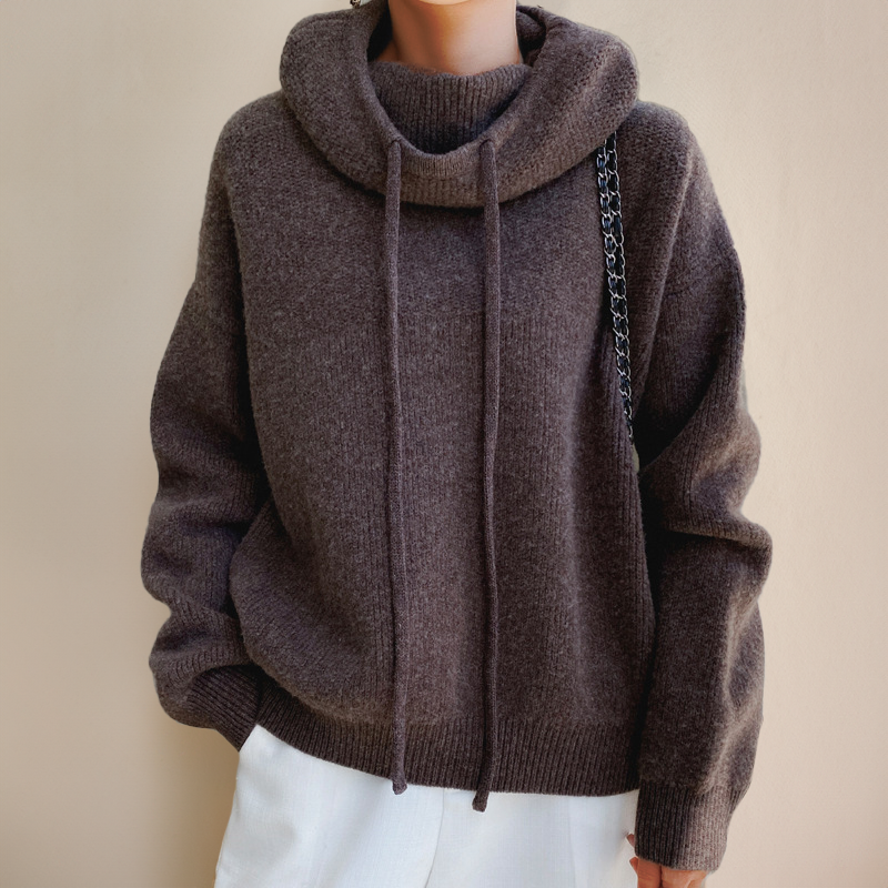 Dzianinowy Sweter z Kapturem Damski