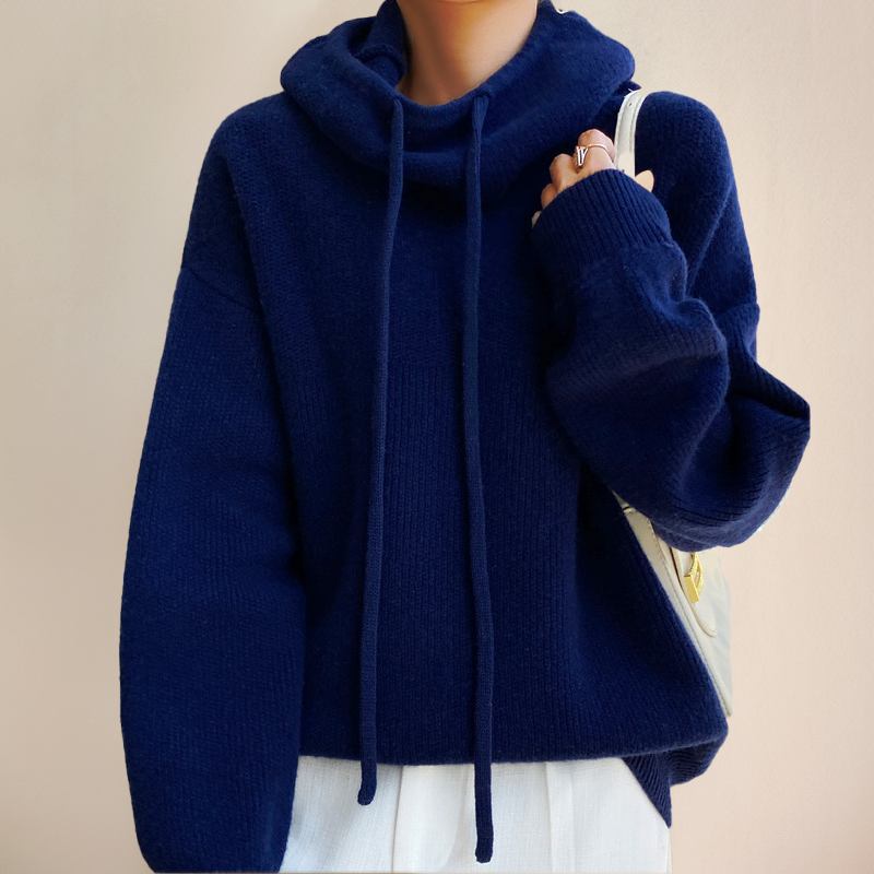 Dzianinowy Sweter z Kapturem Damski