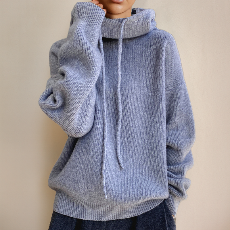 Dzianinowy Sweter z Kapturem Damski