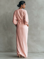 Rochie elegantă maxi de damă din in, pentru nuntă