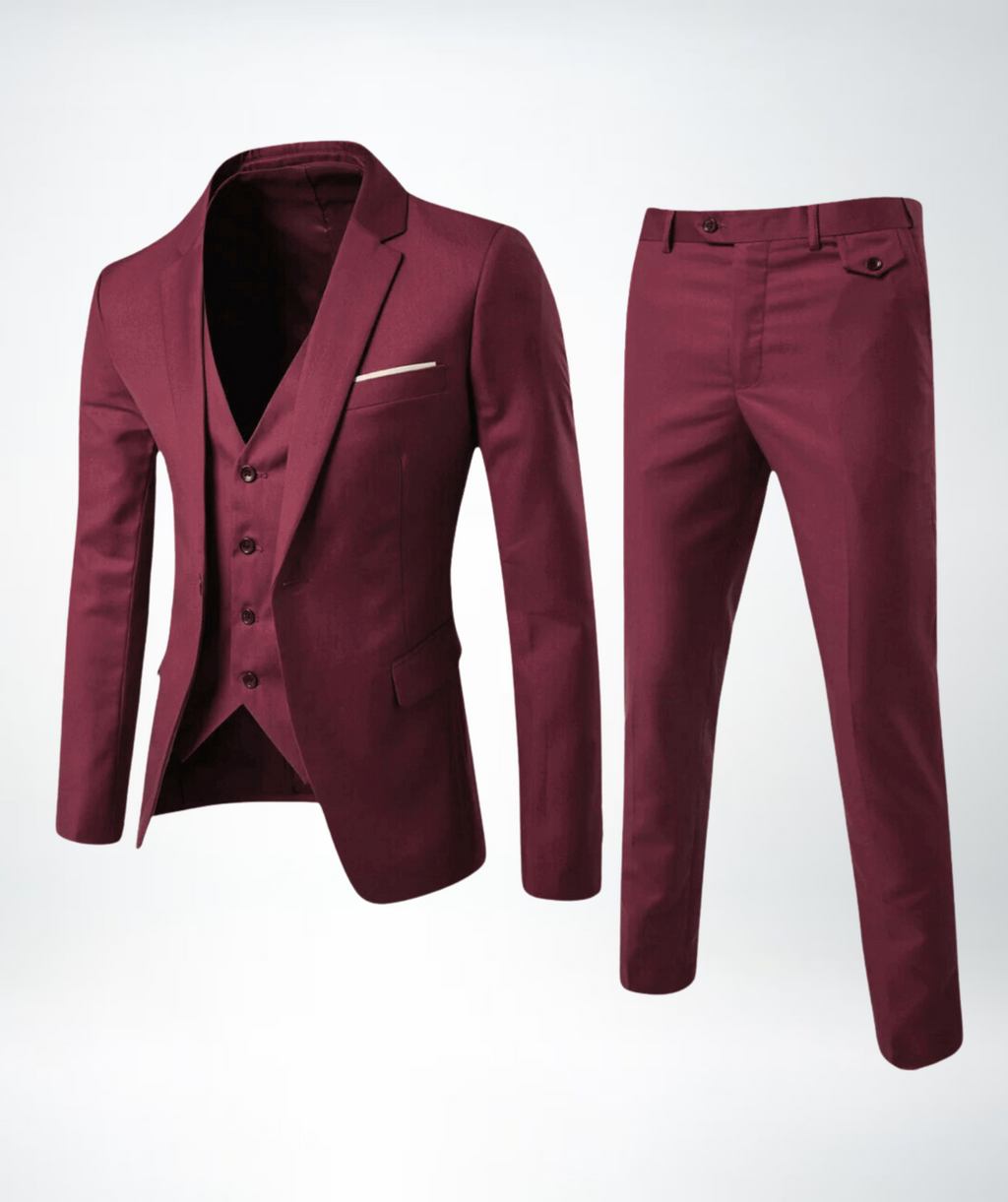 Elegantný trojdielny pánsky oblek s vestou a nohavicami slim fit