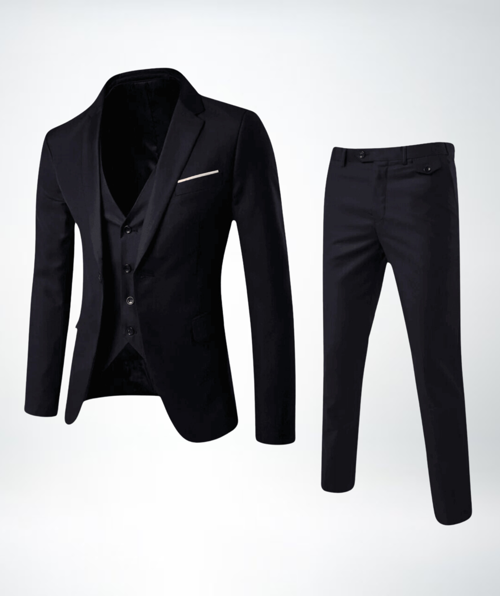 Elegantný trojdielny pánsky oblek s vestou a nohavicami slim fit