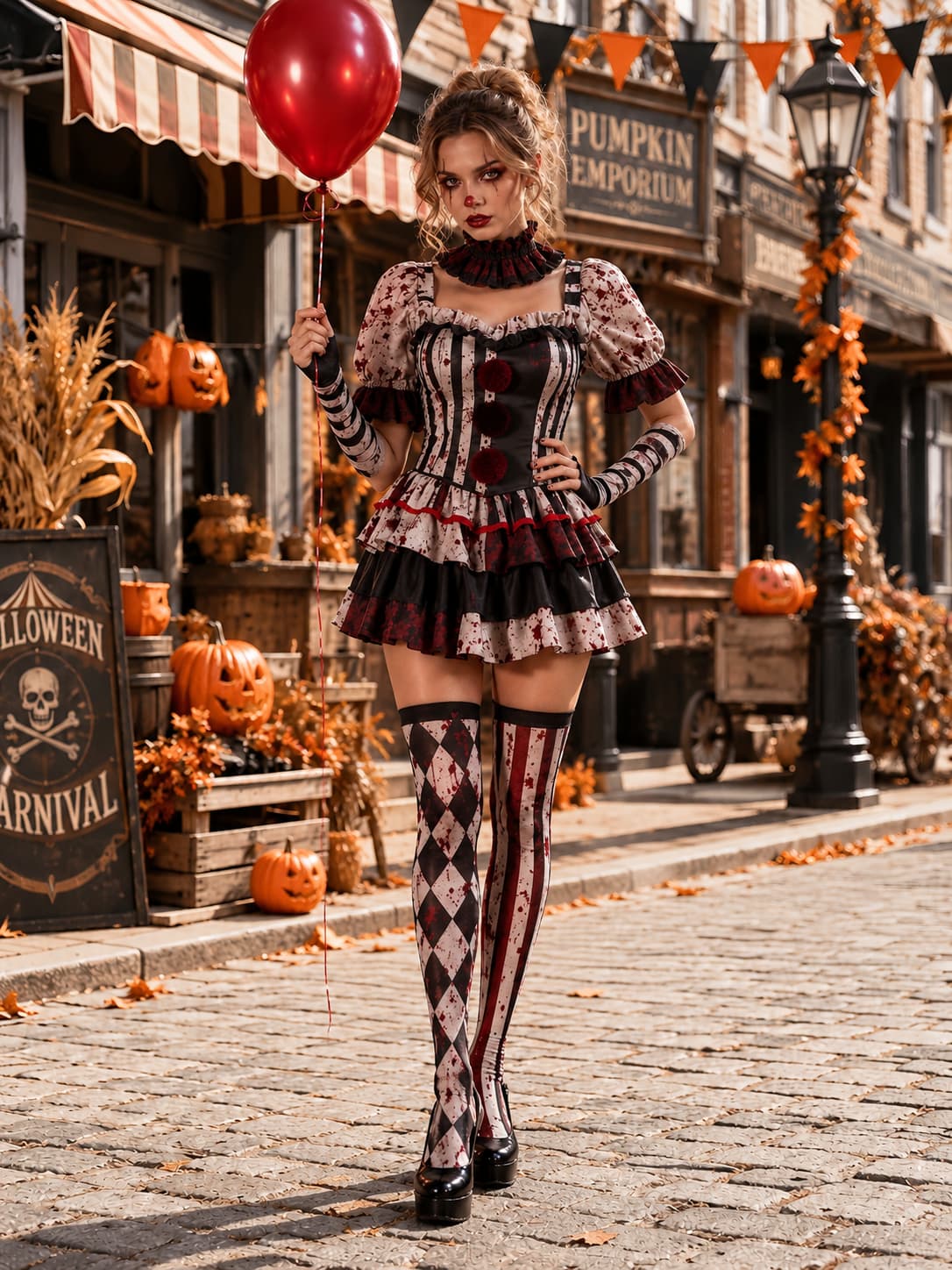 Kostium Klauna Grozy Na Halloween Damski