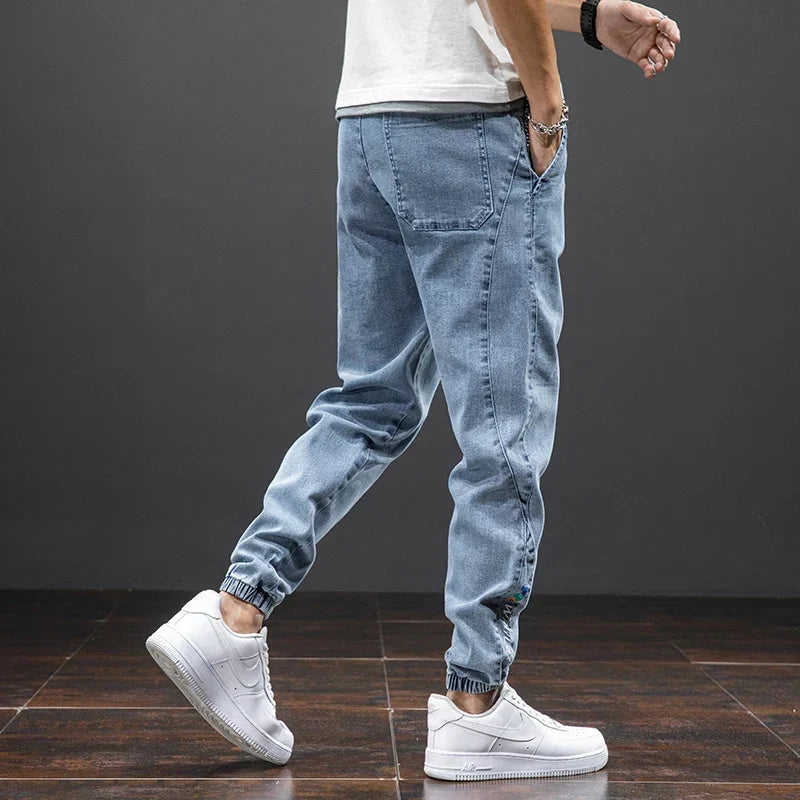 Jeansy Jogger ze Ściągaczami Męskie