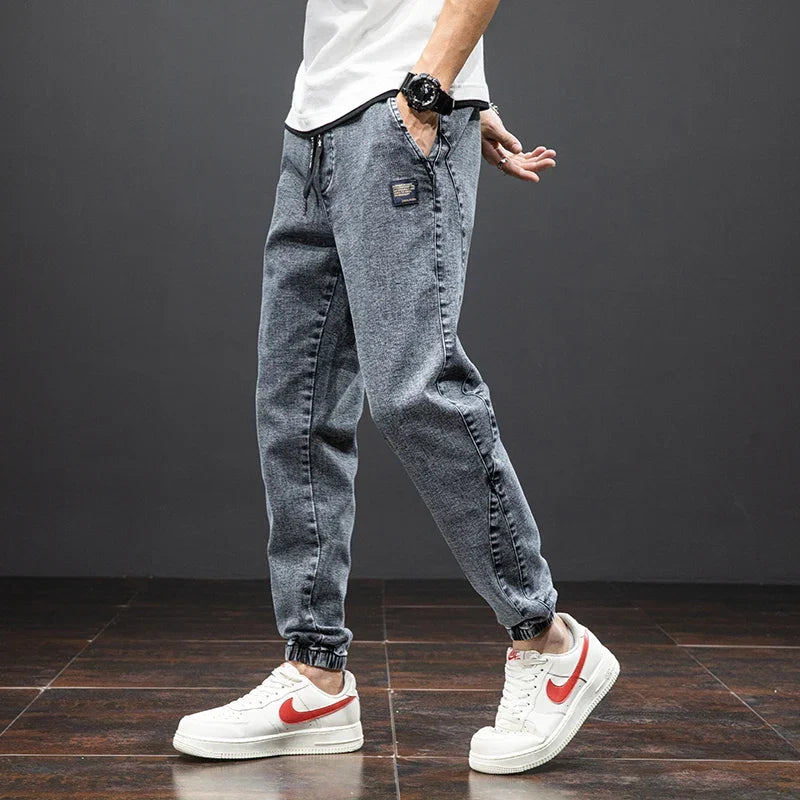 Jeansy Jogger ze Ściągaczami Męskie
