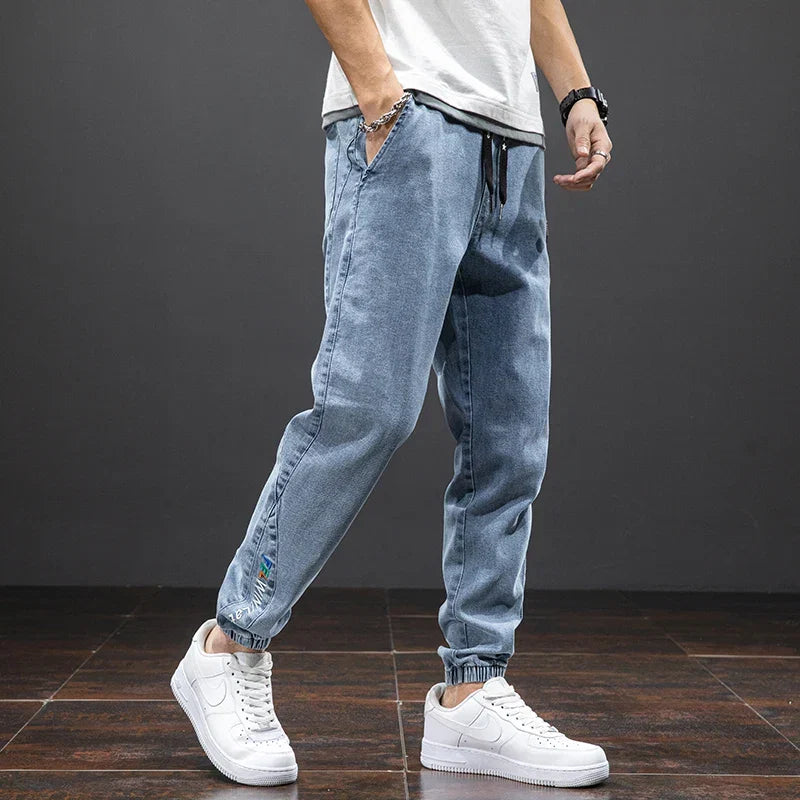 Jeansy Jogger ze Ściągaczami Męskie