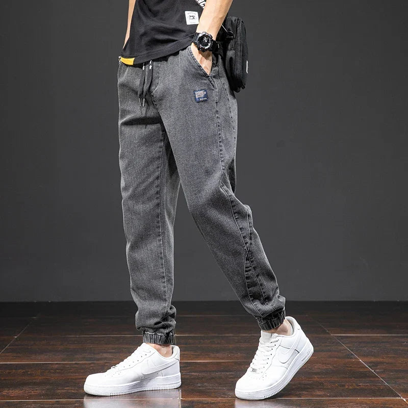 Jeansy Jogger ze Ściągaczami Męskie