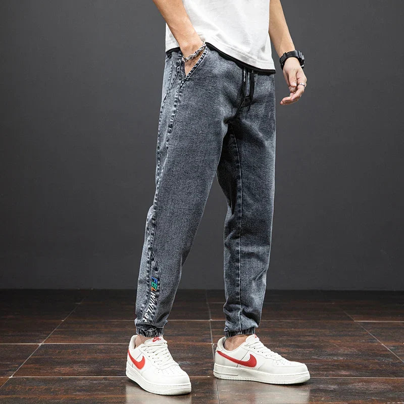 Jeansy Jogger ze Ściągaczami Męskie