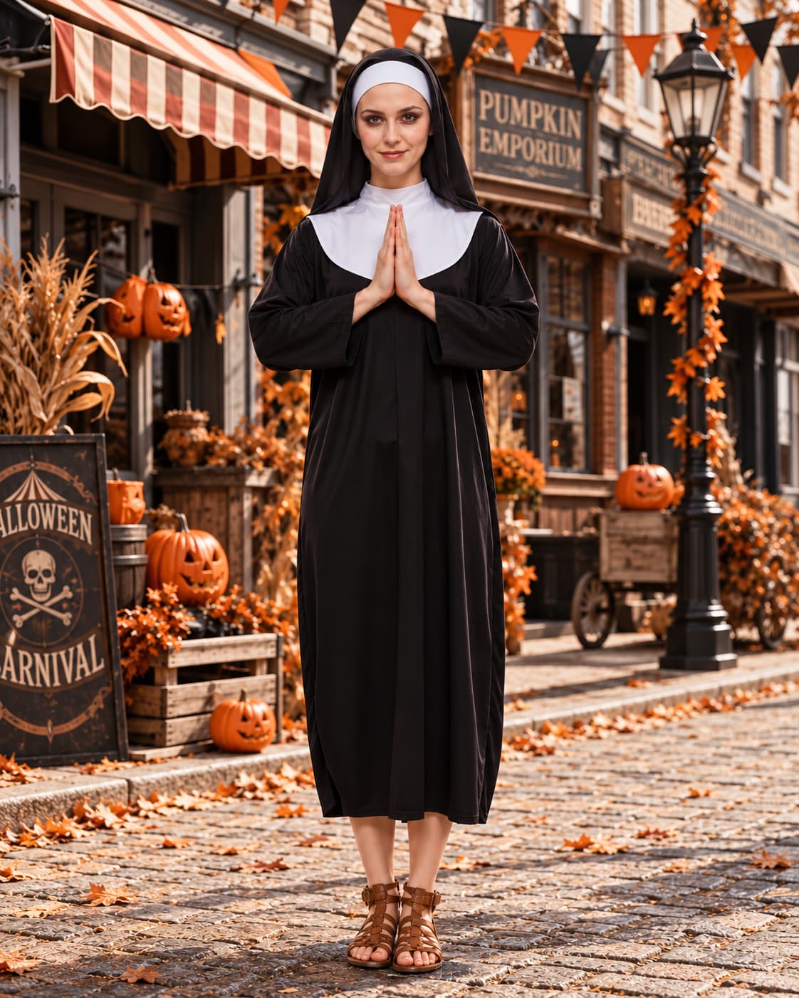 Kostium Zakonnicy Na Halloween z Nakryciem Damski