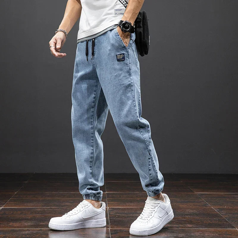 Jeansy Jogger ze Ściągaczami Męskie