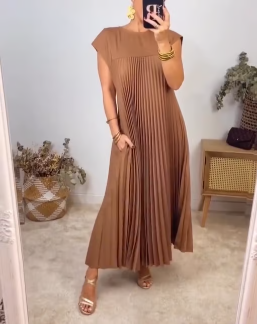 Plisowana Sukienka Maxi Damska