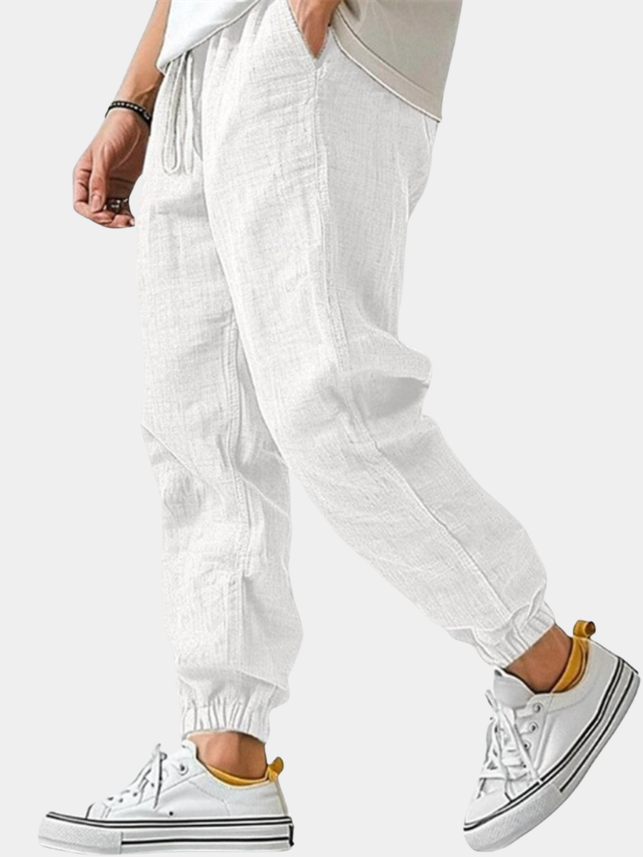 Lniane Spodnie Jogger Męskie