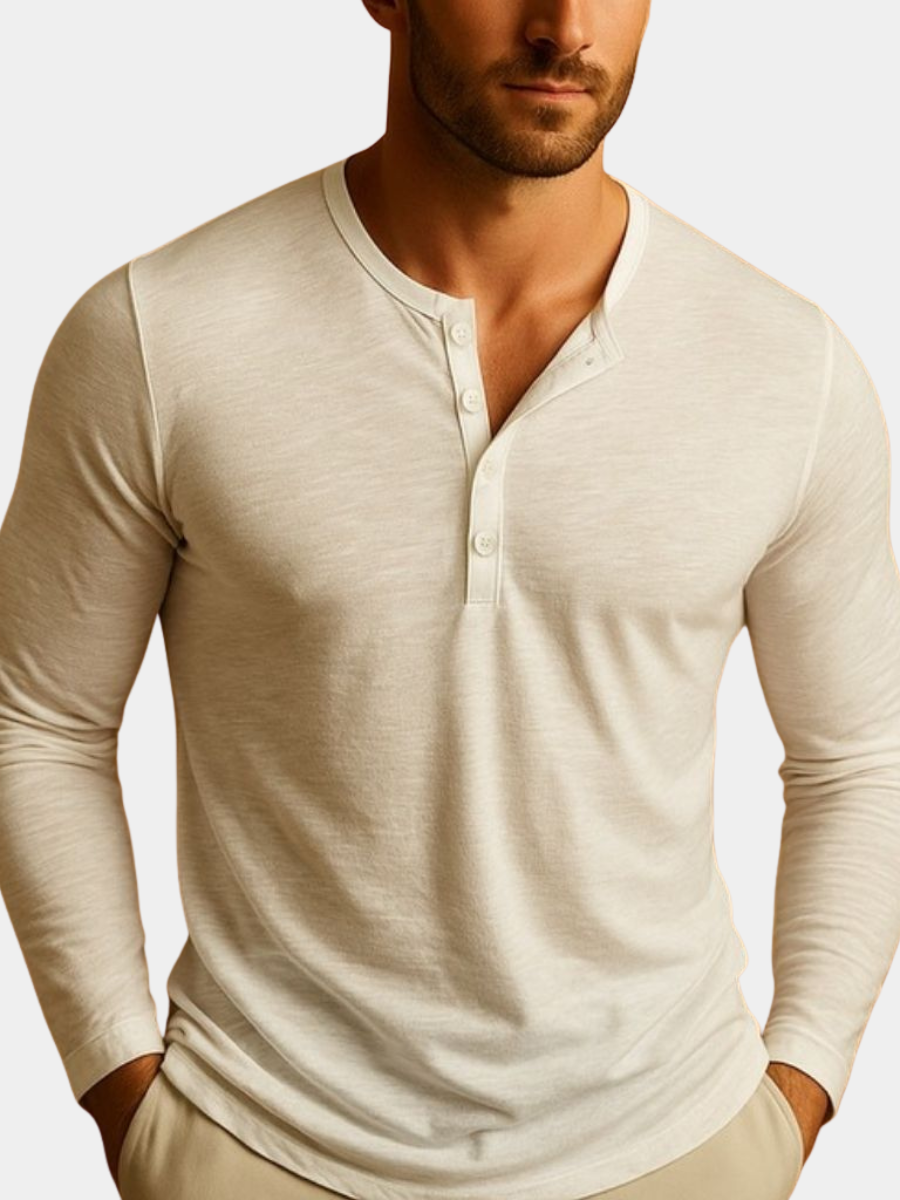 Koszulka Henley Z Długim Rękawem Męska
