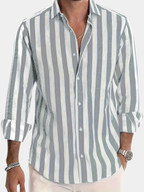 Camicia da uomo a righe a maniche lunghe