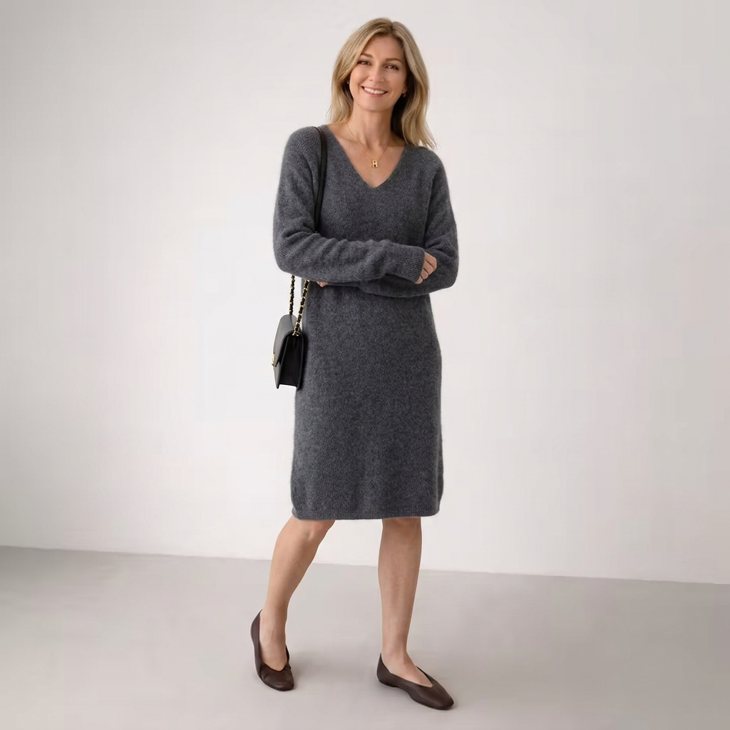 Sukienka z Dekoltem V i Rękawem Damska