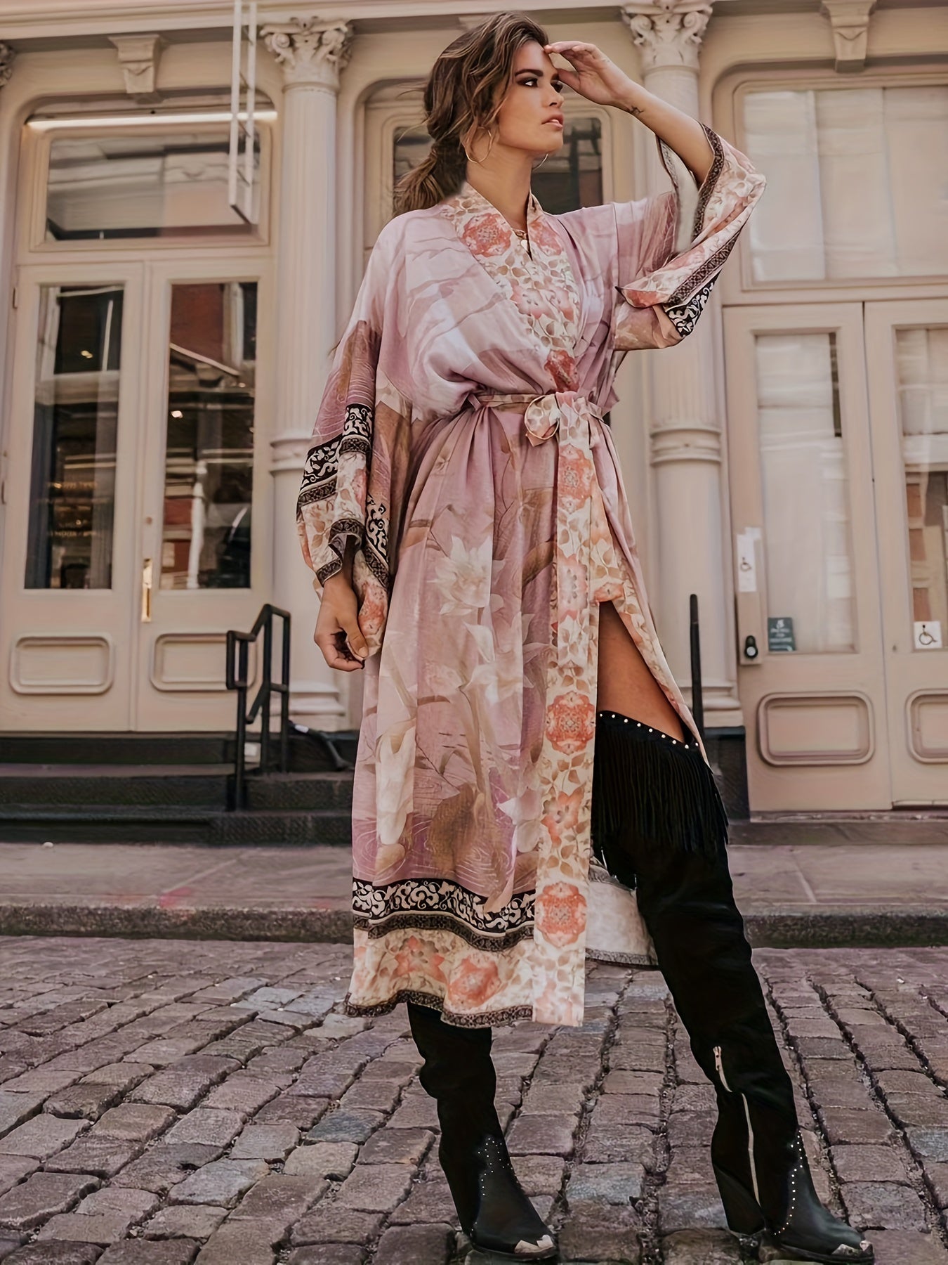 Virágos maxi női kimono ruha