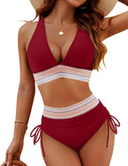 Bikini Wysoki Stan V-Neck Damskie