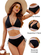 Bikini Wysoki Stan V-Neck Damskie