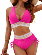 Bikini Wysoki Stan V-Neck Damskie