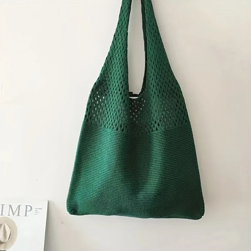 Ażurowa Torba Shopper na Ramię Damska