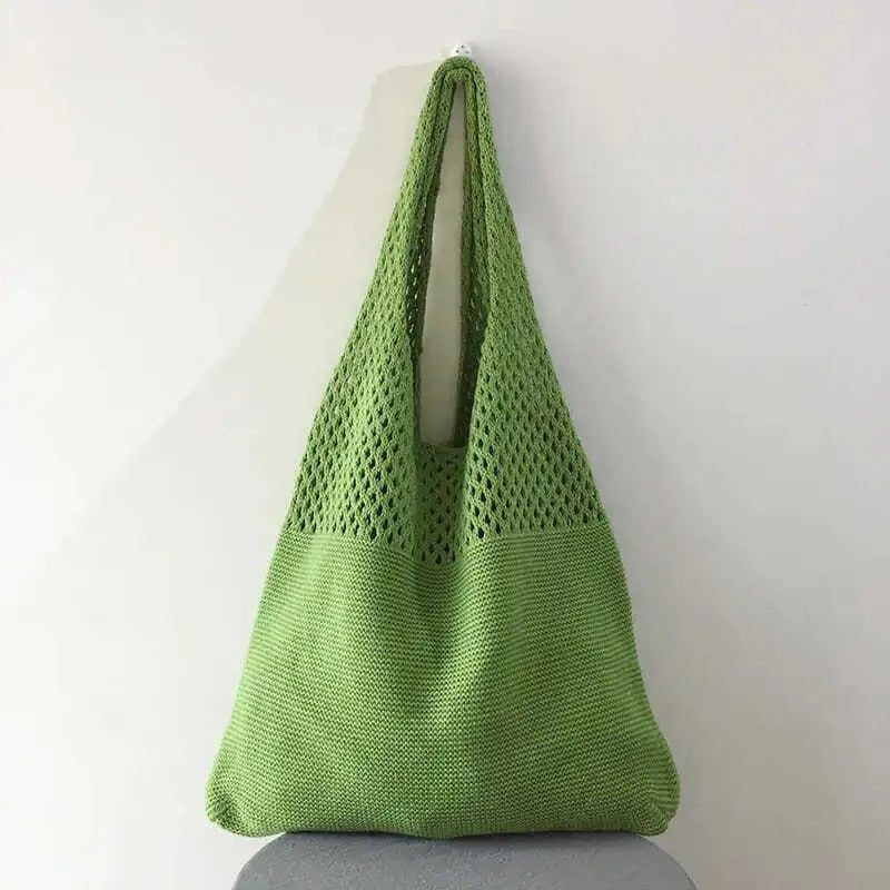 Ażurowa Torba Shopper na Ramię Damska