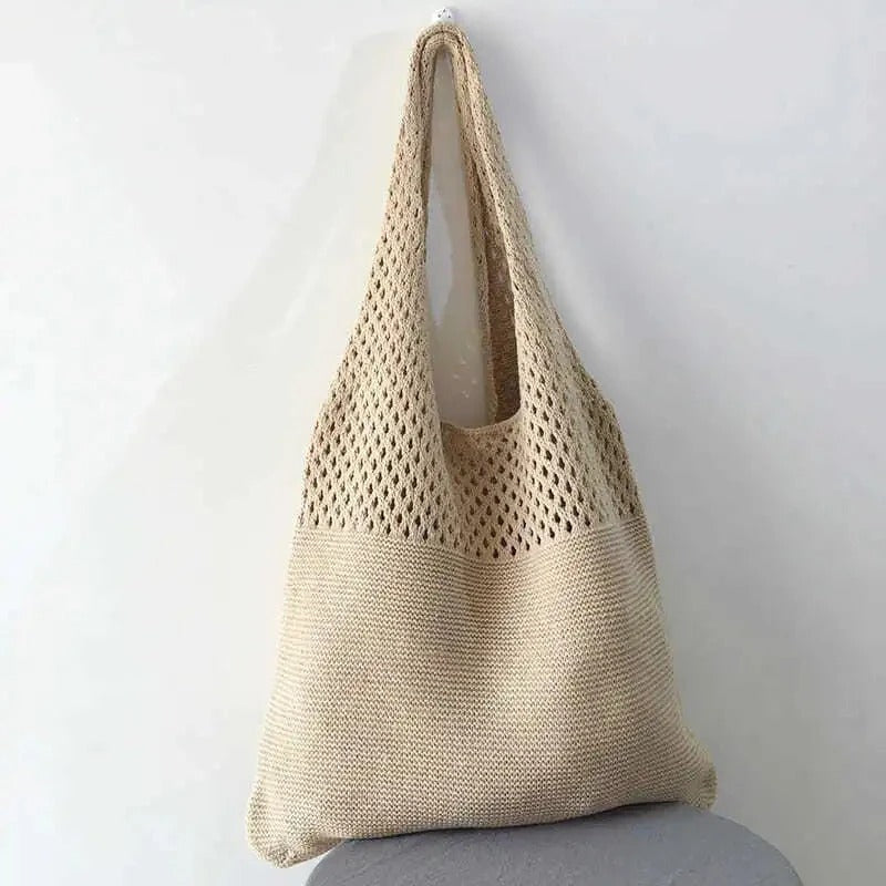 Ażurowa Torba Shopper na Ramię Damska
