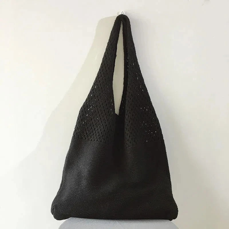 Ażurowa Torba Shopper na Ramię Damska