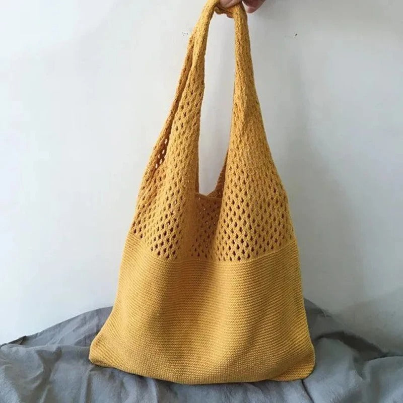 Ażurowa Torba Shopper na Ramię Damska