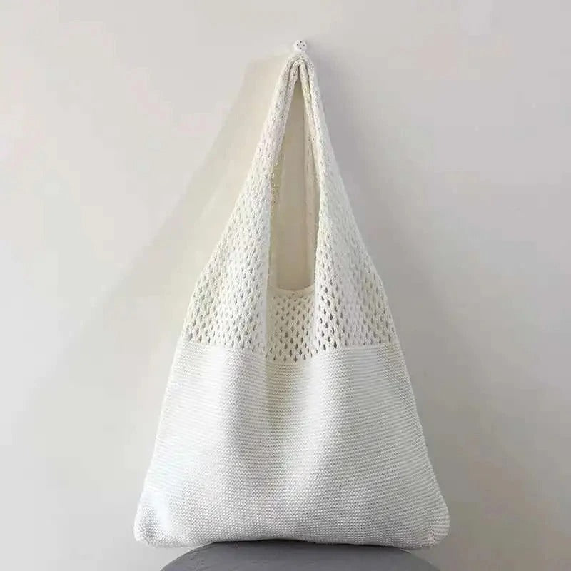 Ażurowa Torba Shopper na Ramię Damska