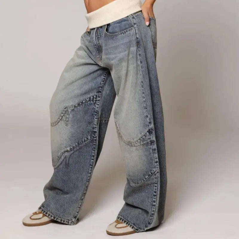 Luźne Jeansy Baggy Wide Leg Damskie