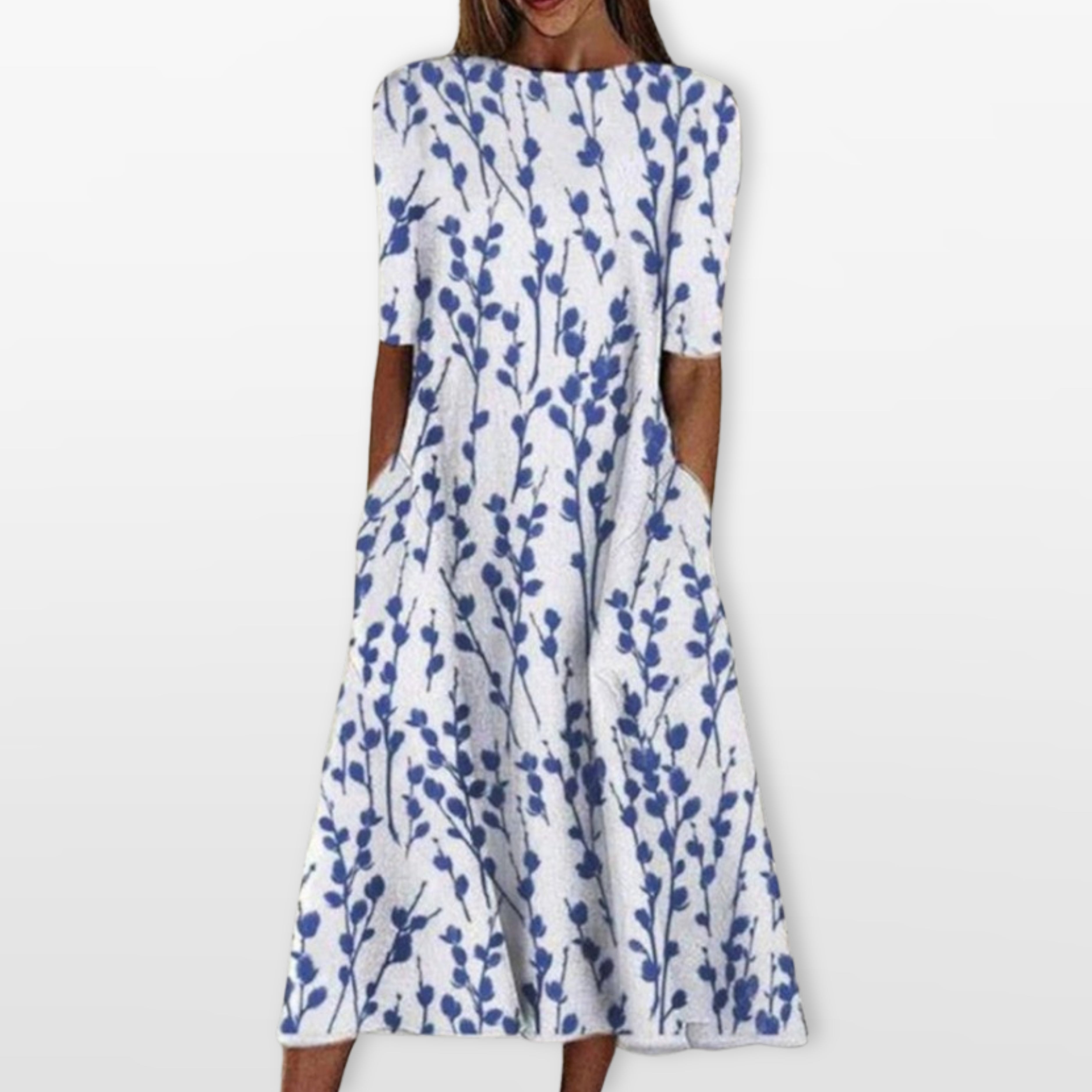 Sukienka Midi Wzorzysta Z Kieszeniami Damska